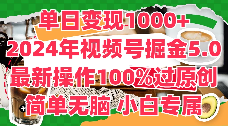 单日变现1000+，2024年视频号掘金5.0，最新骚操作100%过原创玩法，简单无脑，小白专属 第1张