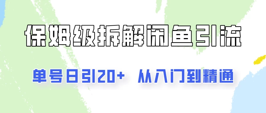 单号日引20+，像素级拆解闲鱼引流创业粉，从入门到精通全流程 第1张